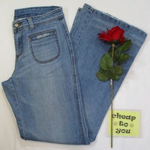 CACHE FLARE-WIDE LEG JEANS SIZE 10